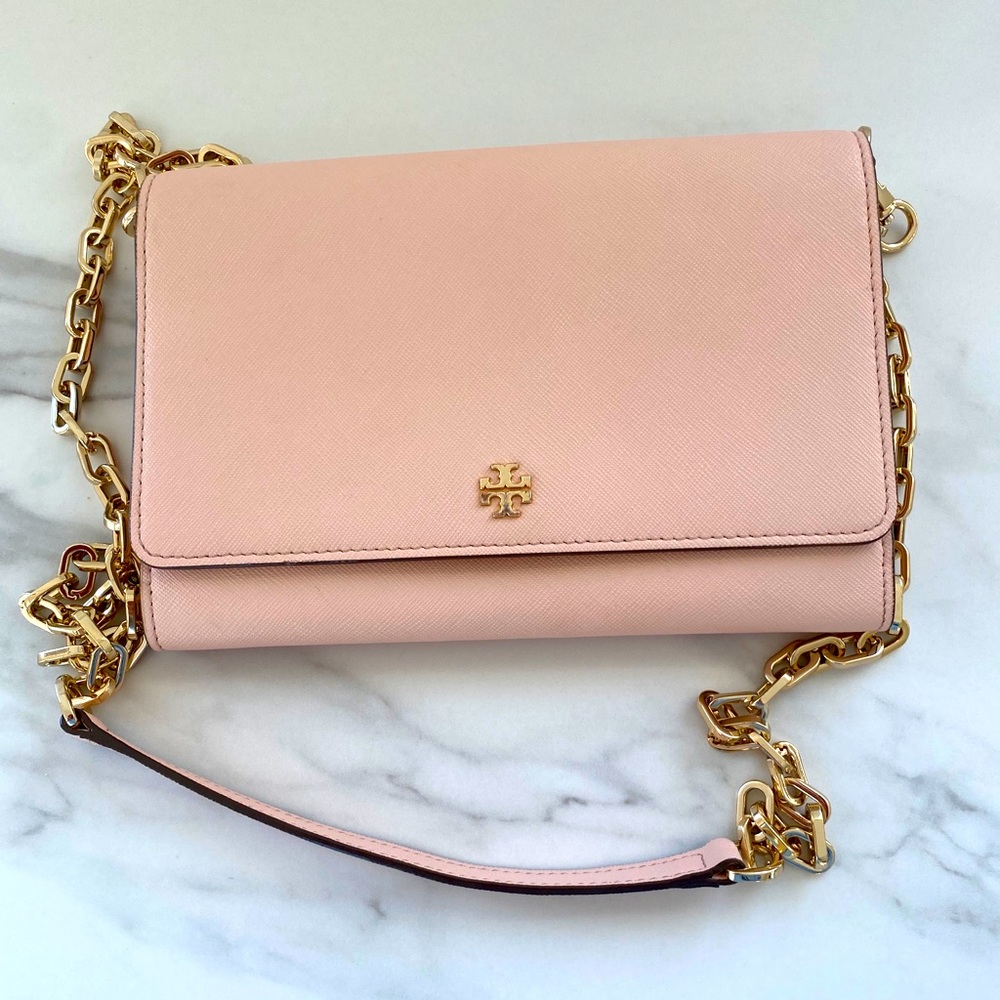 Light Pink Tory Burch Robinson Chain Wallet